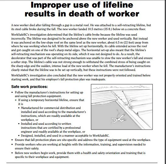Improper use of lifeline results in death of worker