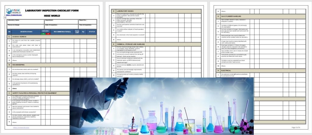 Laboratory Inspection Checklist Form