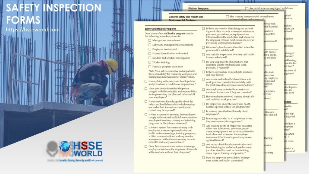 Workplace Safety Inspections Forms