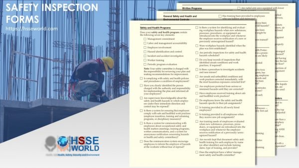 Workplace Safety Inspections Forms - HSSE WORLD