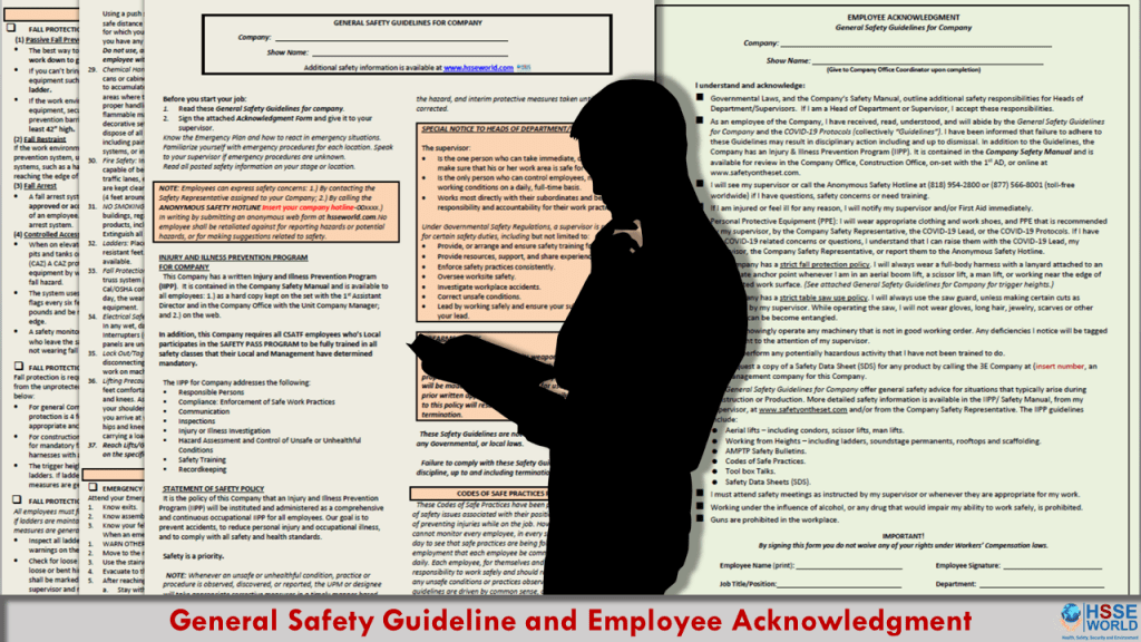General Safety Guidelines and Employee Acknowledgment form