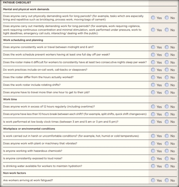 Fatigue quick guide and checklist HSSE WORLD