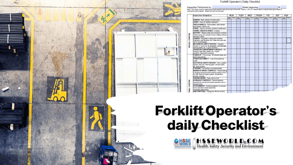 Forklift Operator's Daily checklist