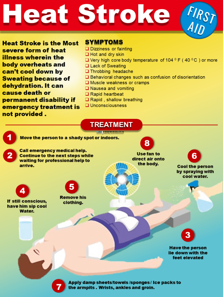 Heat Stroke First Aid and safety posters - HSSE WORLD