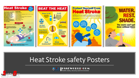 Heat Stroke First Aid and safety posters - HSSE WORLD