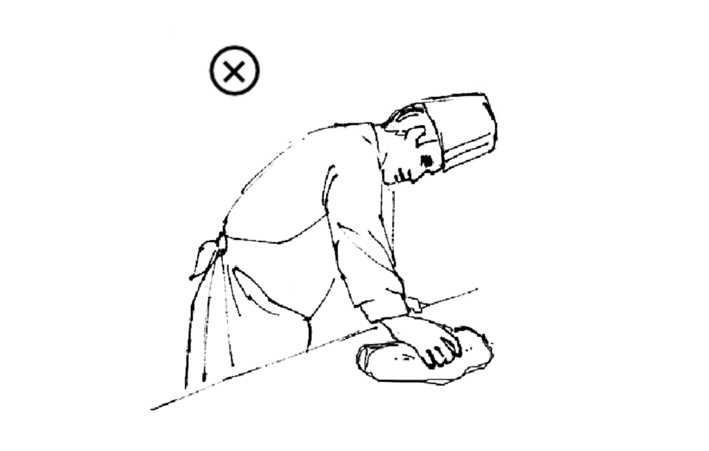 Ergonomics Tips: Example of awkward back, neck, and wrist posture