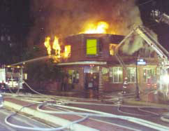 Commercial building fire at night with
multiple exposures.