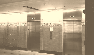 Office elevators with adequate waiting area and visible from the lobby