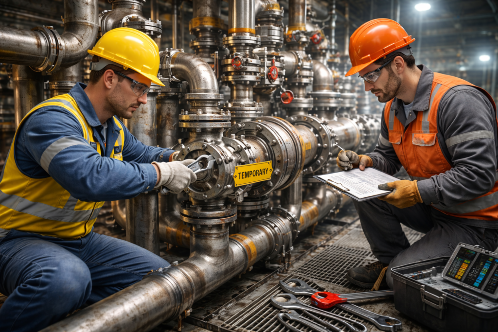 Management of change in industrial piping system